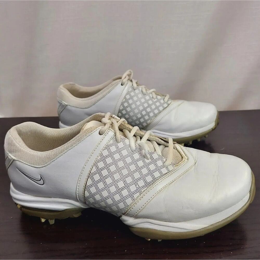 NIKE AIR Womens Sz 7.5 GOLF SHOES White Gray Embellished Soft Spike 418379-101